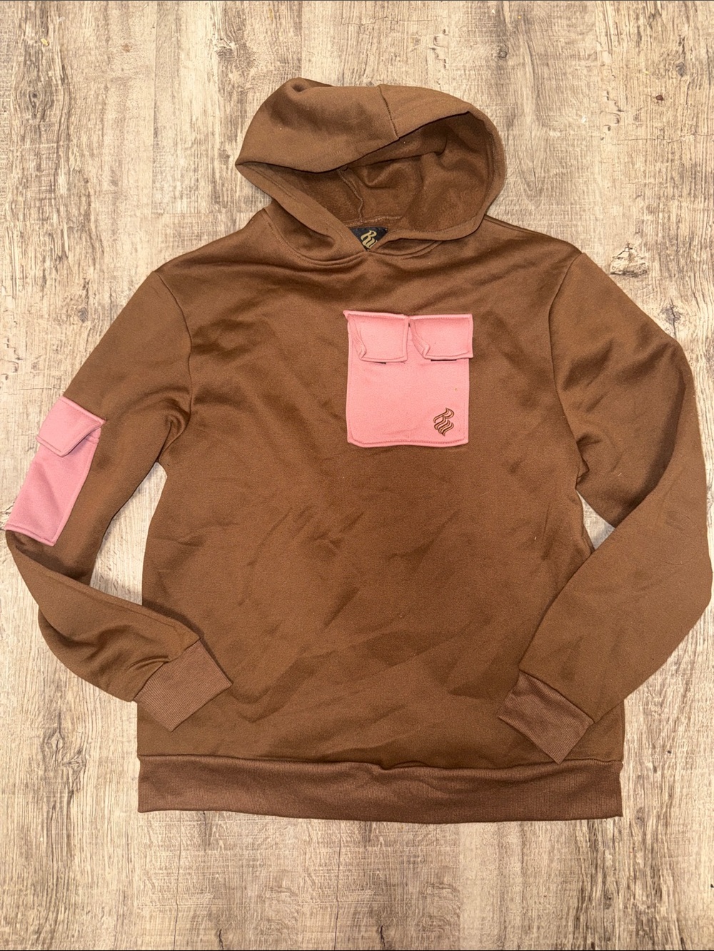 Rocawear Brown Hoodie with Pink Pocket Accents